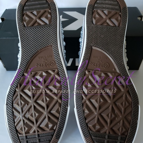 Custom Blinged Black Low Top Converse All Stars - Picture 4 of 8